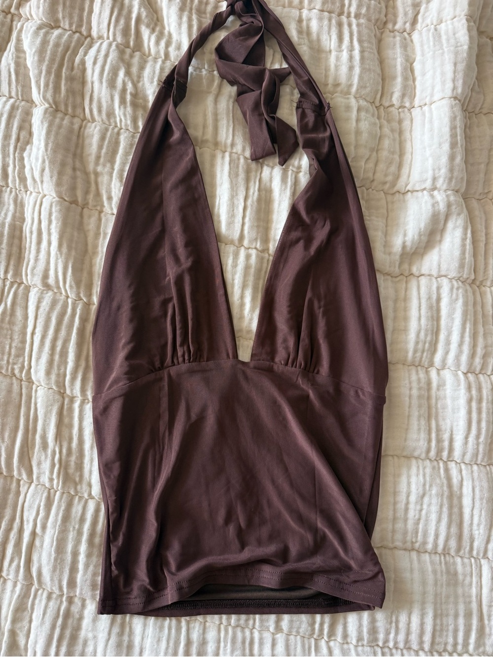 Halter V-Neck Brown Women's Tank Top
